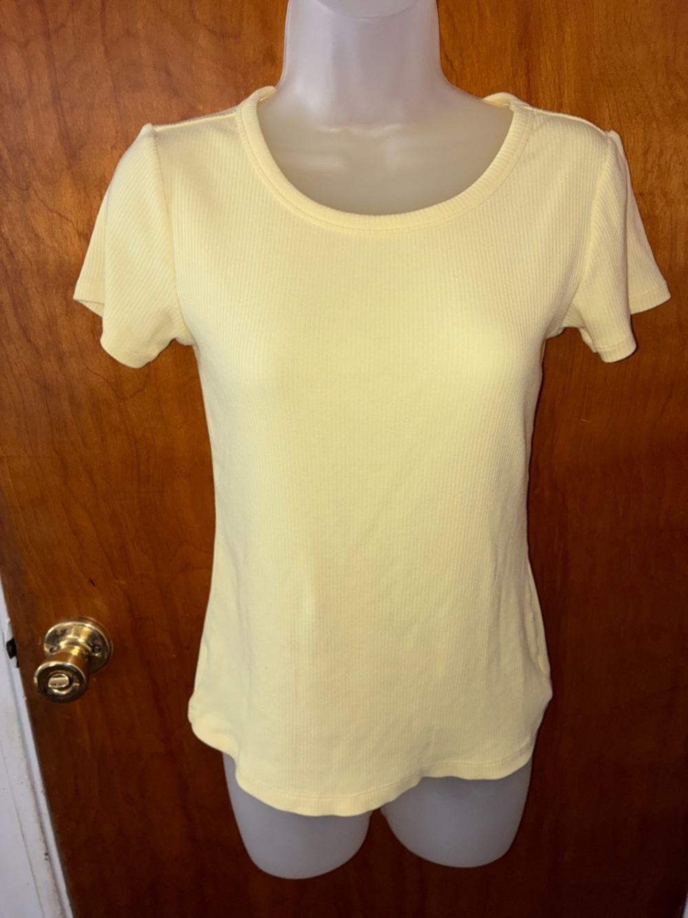 Old Navy Short Sleeve Ribbed Scoop Neck Top - Light Yellow